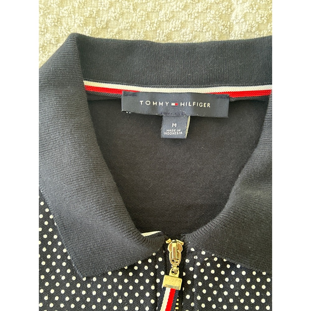 Tommy Hilfiger‎ Golf Sleeveless Polo Shirt Navy Blue White Polka Dot - Picture 3 of 5
